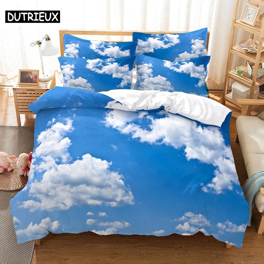 Duvet Cover Set King Size 200x200 Quilt Covers Queen Full 3D Bedding Sets Pillowcase Linens Single Double Bed 220x240 Blue Sky