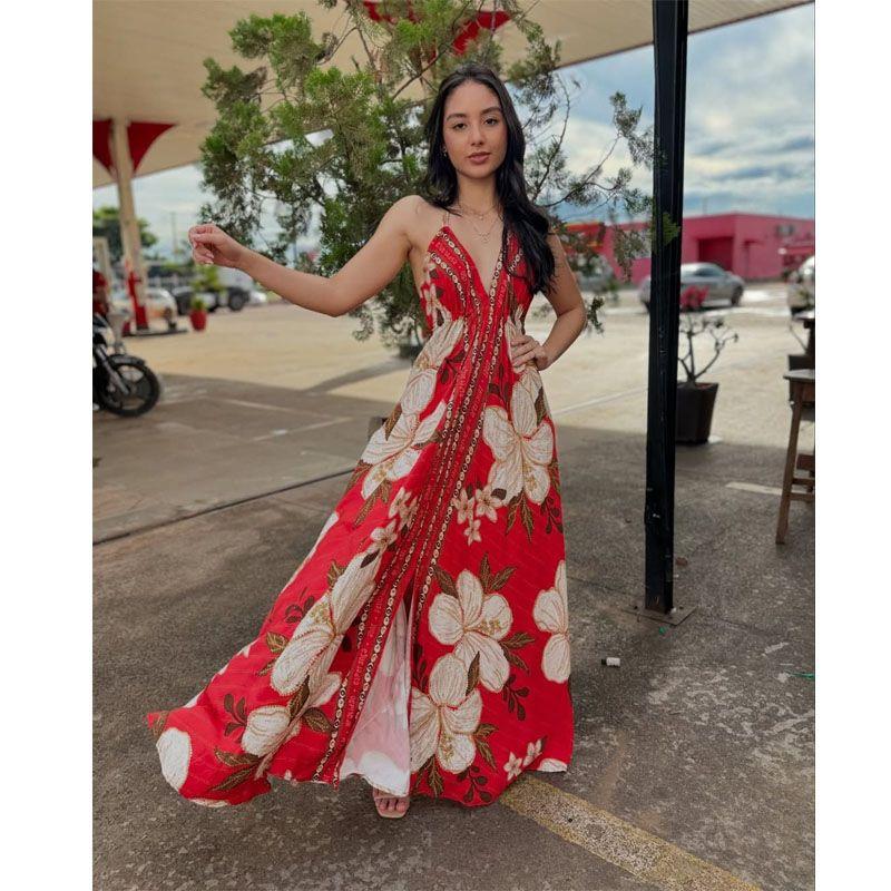 

Майка-халтер с открытой спиной и принтом Magic Queen, асимметричный подол, платье-слинг с высокой талией, платья Red L