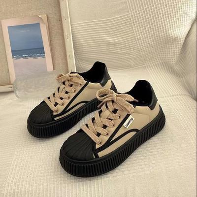 Modne trampki na platformie damskie jesienne nowości Trendy modne buty casualowe z muszlowym noskiem buty do chleba