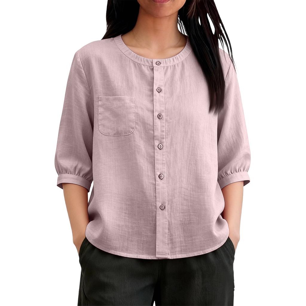 Fashionable Women's Cotton Linen Color Short Cardigan, Stylish, Elegant, Casual, Versatile, Slimming, Shirt.