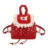 Korean Lace Mini Backpack Color Blocked Leather Dots Fashi Cute Small Backpack 2026 New Exquisite Texture Women's Backpack