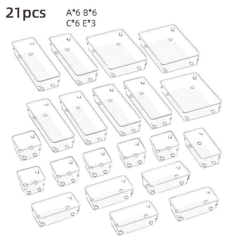 4/28 PCS Clear Drawer Organizer Set Multi-functional Desk Organizer Trays for Cosmetics Kitchen Utensils and Office Accessories