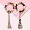 for Key Ring Bracelet Car Keychain Holder for Women Silicone Beaded Bangle Wrist D57B