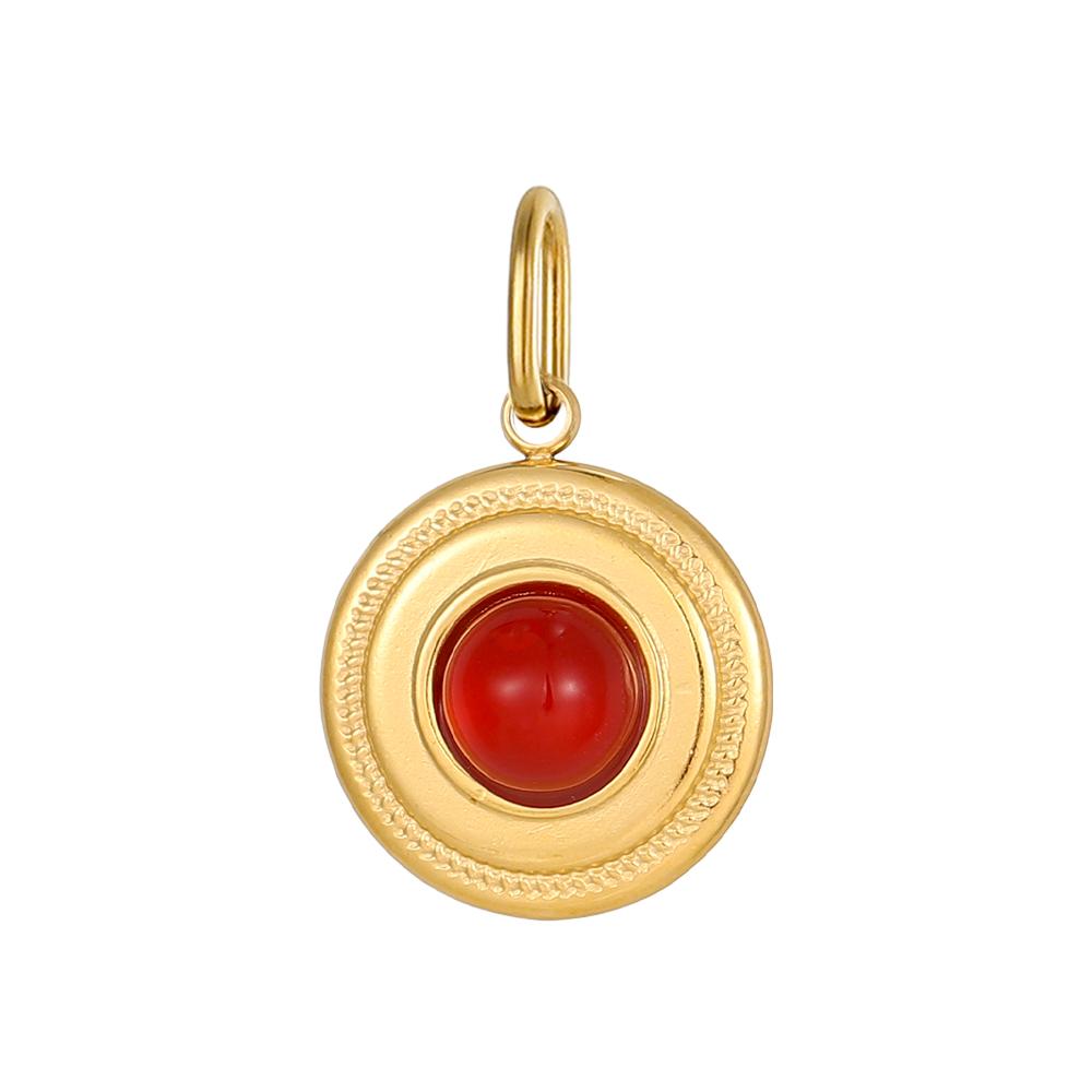 CARLIDANA Vintage Stainless Steel Pendant Gold Plated Multi-Colored Round Natural Stone Handmade Diy Necklace Jewelry Charms
