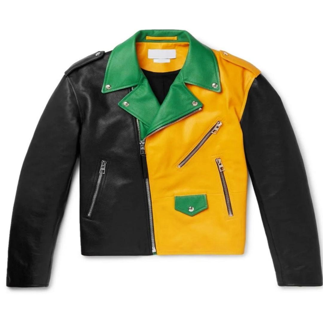 NOORA Men`s Real Colour Block Leather
