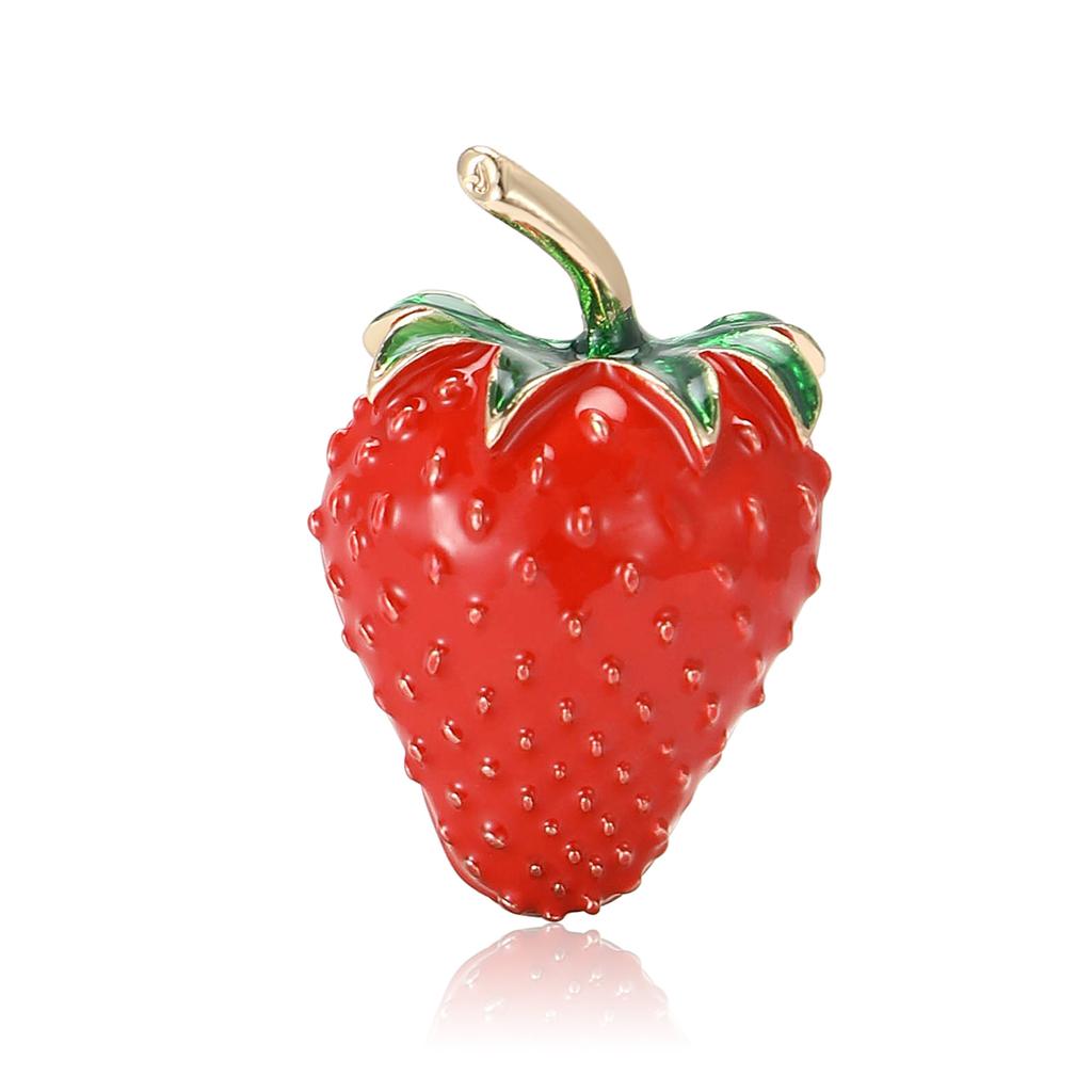Fresh Cartoon Alloy Enamel Strawberry Brooch Simple Fashion Women'S Suit Coat Corsage Jewelry Pin