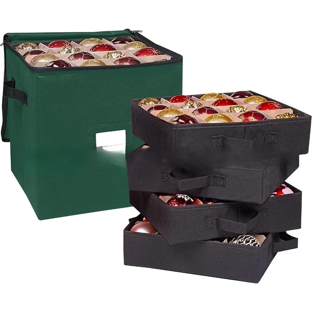 Storage Organizer for Christmas Ornaments Holds Up To 48 Balls with 3 Removable Trays and Divider Protection for Safe Storage
