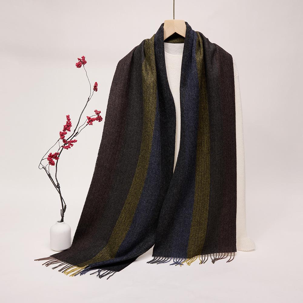 

Новый унисекс шарф-шаль из 100% шерсти в елочку - Теплый и универсальный для осени/зимы