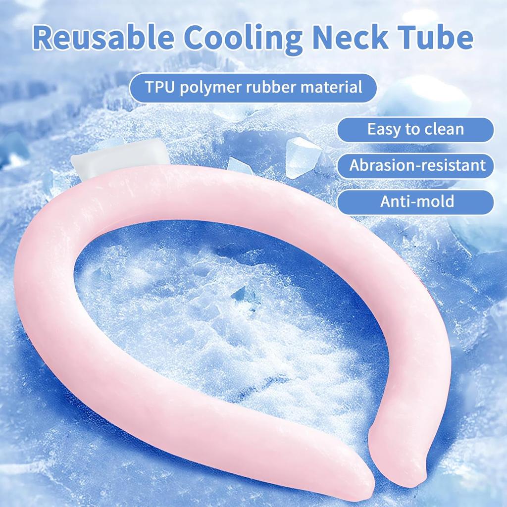 Neck Cooling Tube, Portable Wearable Cooling Neck Wraps Freezes Below 64°F, Reusable Ice Ring Body Cooling Products for Indoor Outdoor Sports