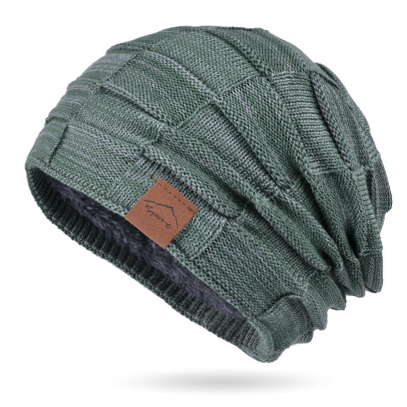 9875 Autumn/Winter Fleece-Lined Multi-Color Wool Knit Pullover Hat - Cozy Fashion for Women