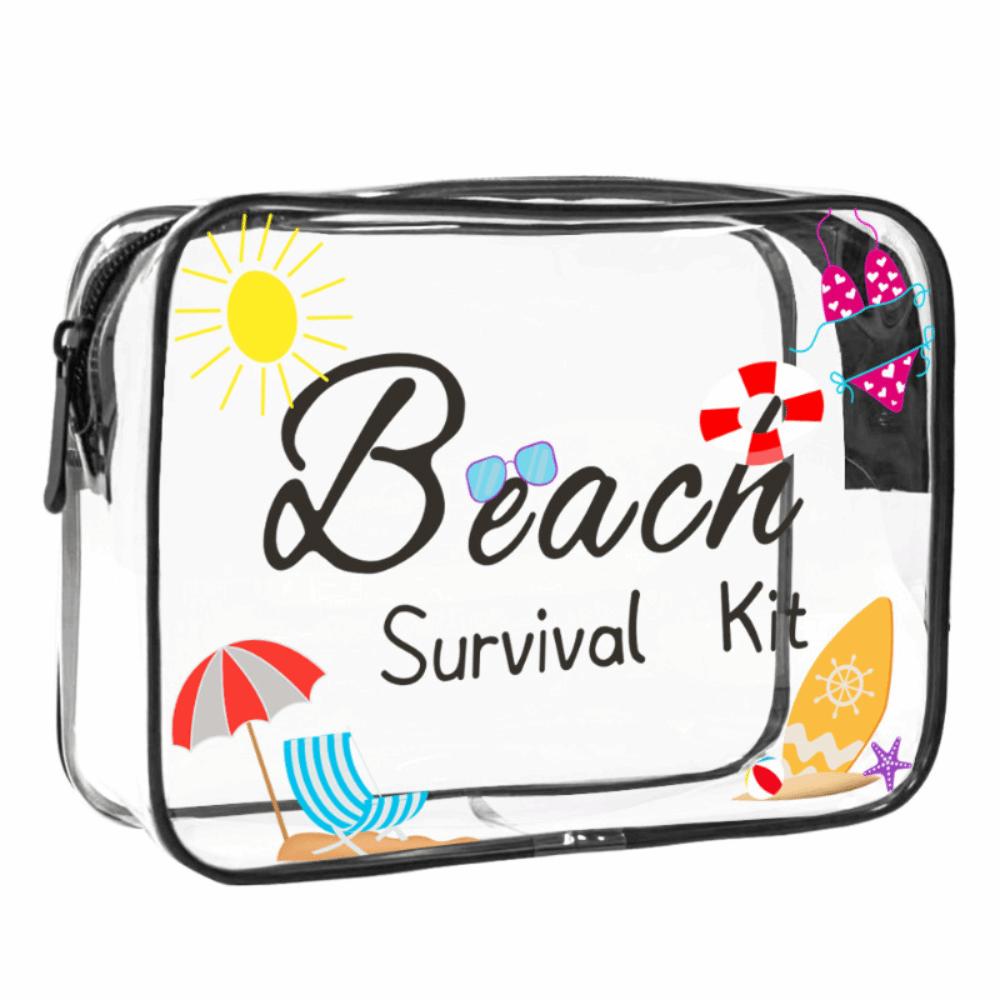 Trendy Large Capacity Makeup Bag Visible Beach Theme Storage Bag Lightweight Portable Travel Organizer for Women