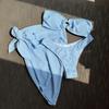 Women Solid Textured Strapless Three Pieces Bikini Swimsuit Swimwear