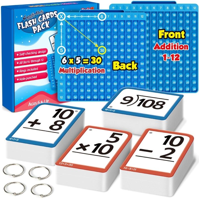 Math Skill Building Cards Mathematics Learning Flashcards For Practicing Addition Subtraction Multiplication Division