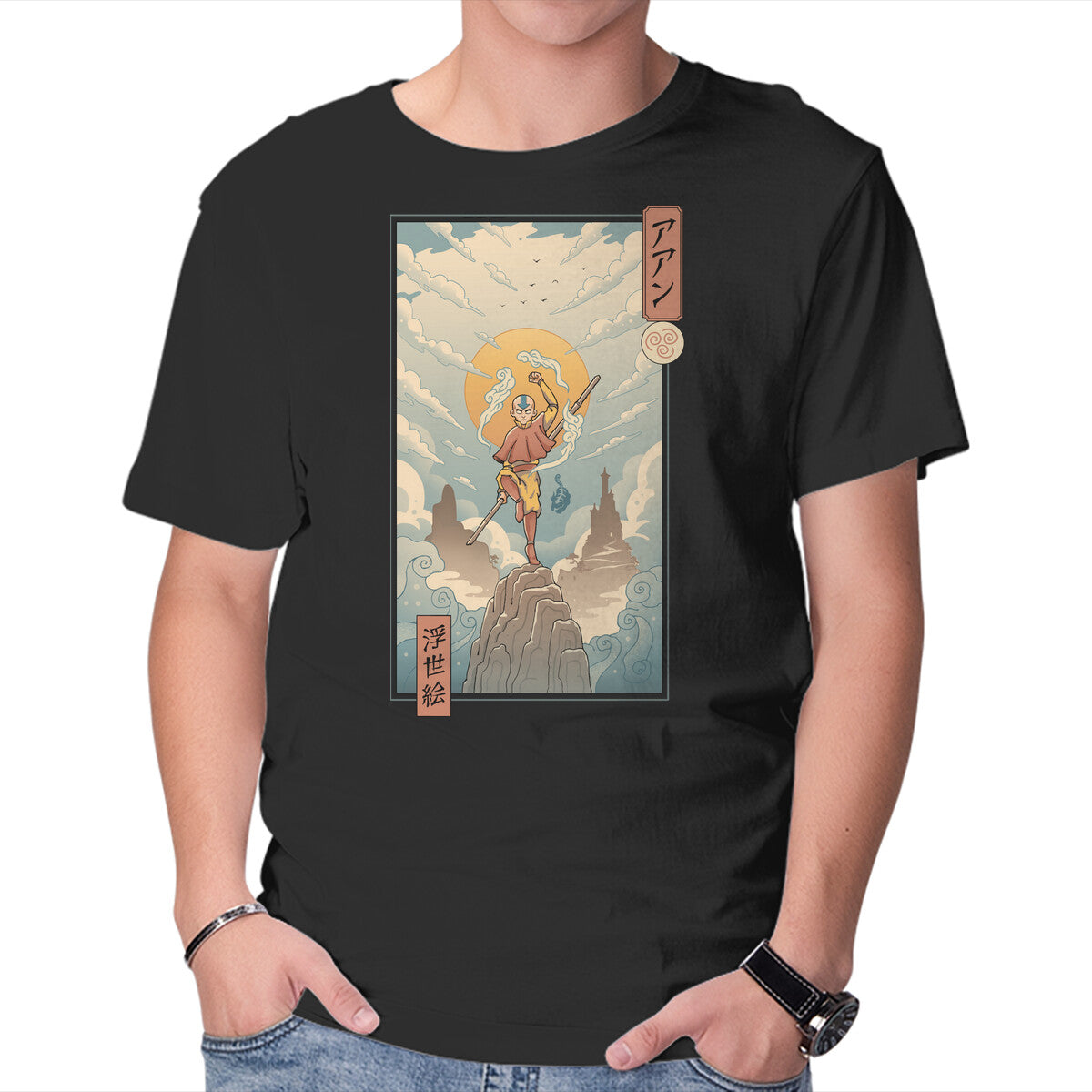 Unisex Crew Neck T-Shirt Air Nomad Ukiyo-e Graphic Short Sleeve Casual Tee XXXXL