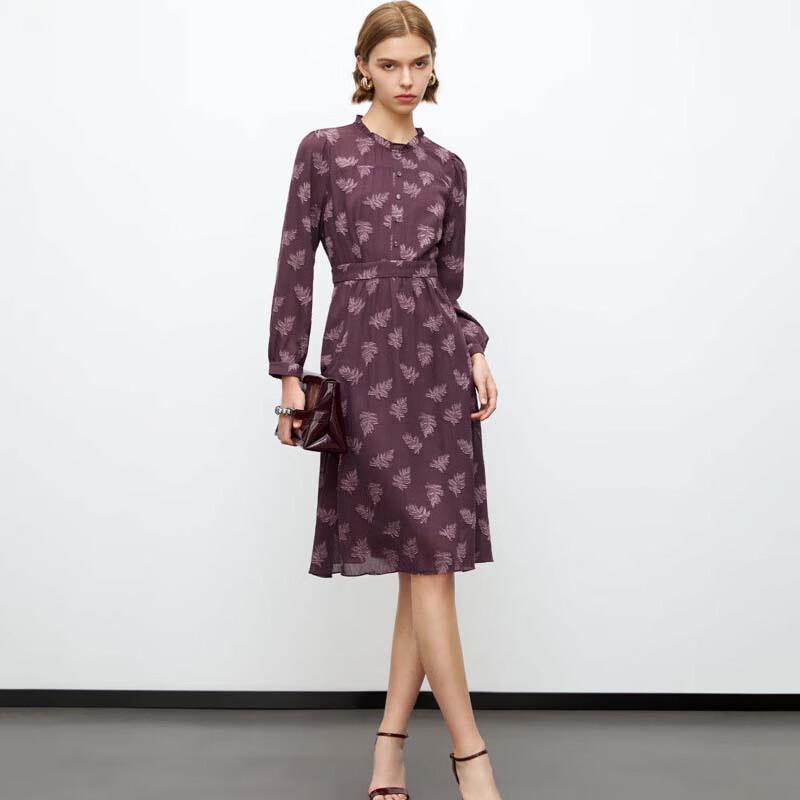 

JESSIE Elegant Stand Collar Long Sleeve Midi Dress M