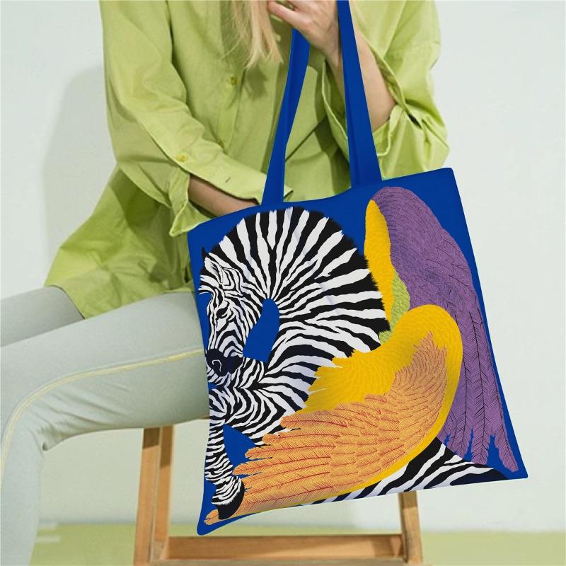 Printed Canvas Bag Women's Hand Bag Large Capacity Student Tutoring Shoulder Bag