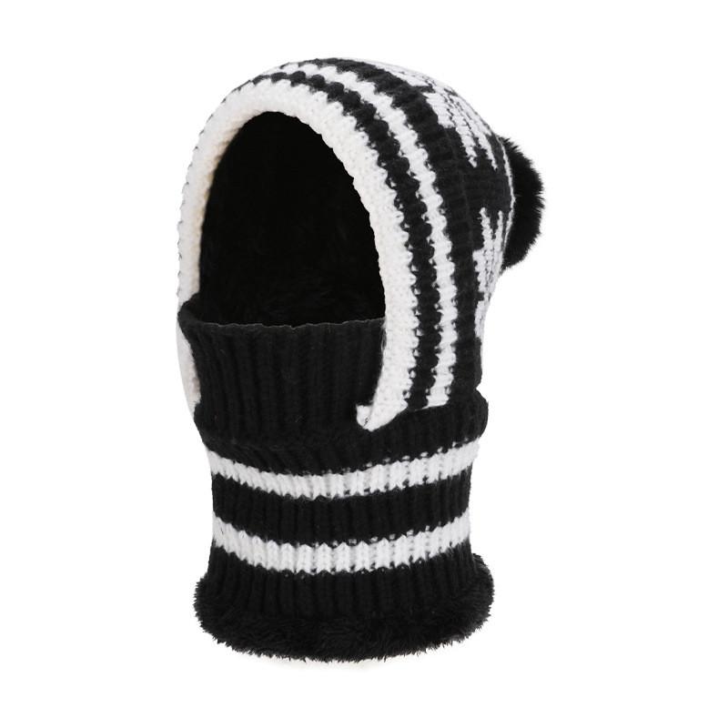 Women Cozy Fleece Lined Beanie With Neck Guard For Winter Outdoor Activities чёрный