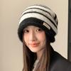 Windproof Striped Beanie Hat Large Head Circumference Winter Beanie Hat  Outdoor Activities