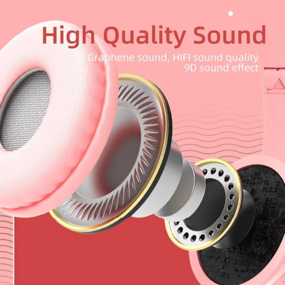 Luminous Cat Ear Wireless Headphone Bluetooth Over Ear Earphones  Kids Children