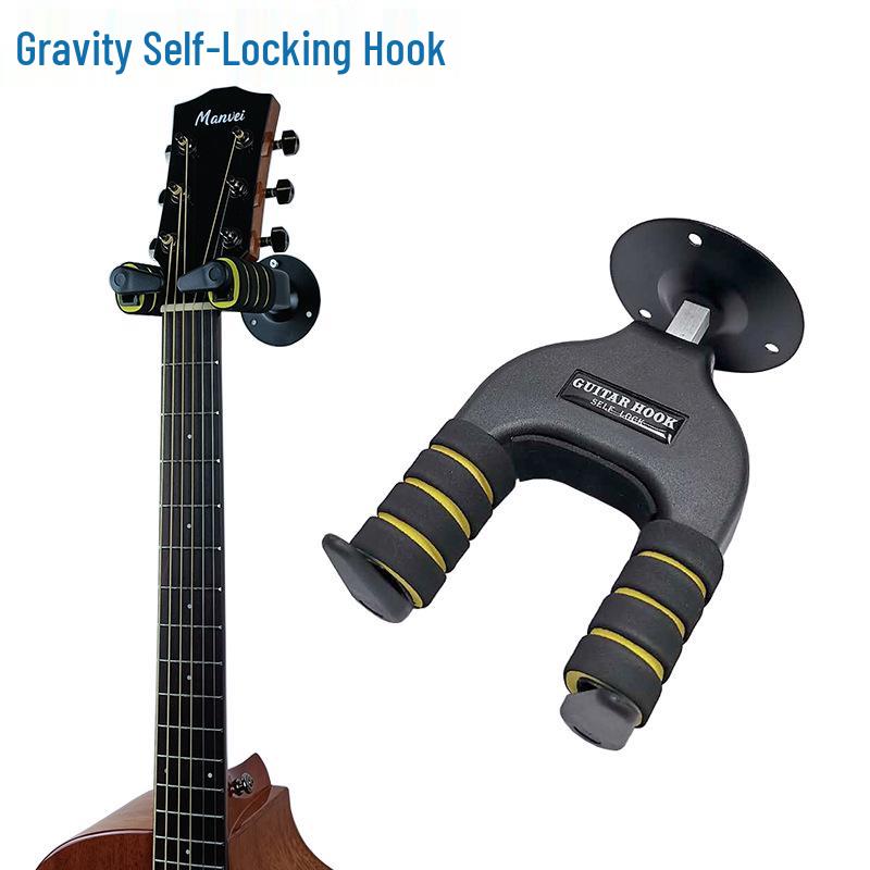 

Gravity Auto-Locking Guitar Hanger: Wall-Mounted Holder for Electric/Bass/Acoustic Guitars.