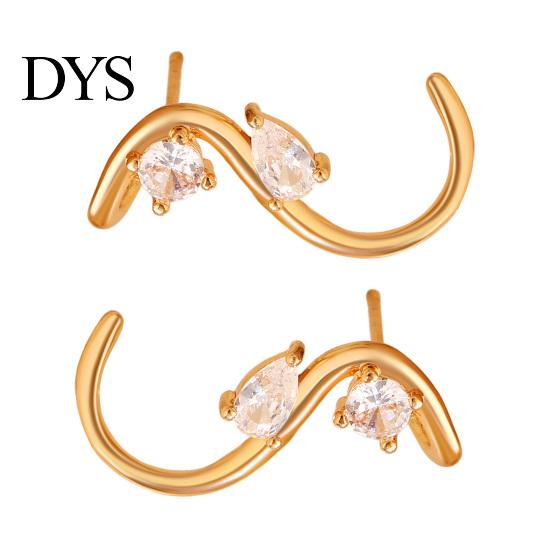 Statement Earrings for Women S-Shape Cubic Zirconia Stud Jewelry Lightweight Daily Wear Gift Her on Valentine's Day Birthday Party Stable Fit