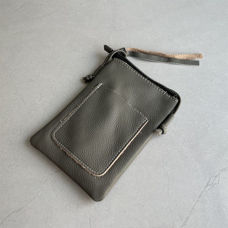 

Missing Benefits! Pure Full-grain Leather Small Mobile Phone Bag Summer Simple Portable Small Shoulder Bag Shoulder Small Bag Iron Ash