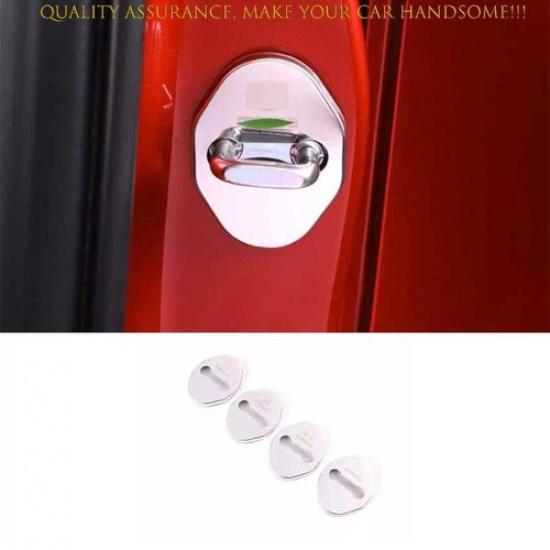 For Mazda 3 Axela 2019-2024 Silver Steel Door Lock Buckle Protect Cover Trim 4PC
