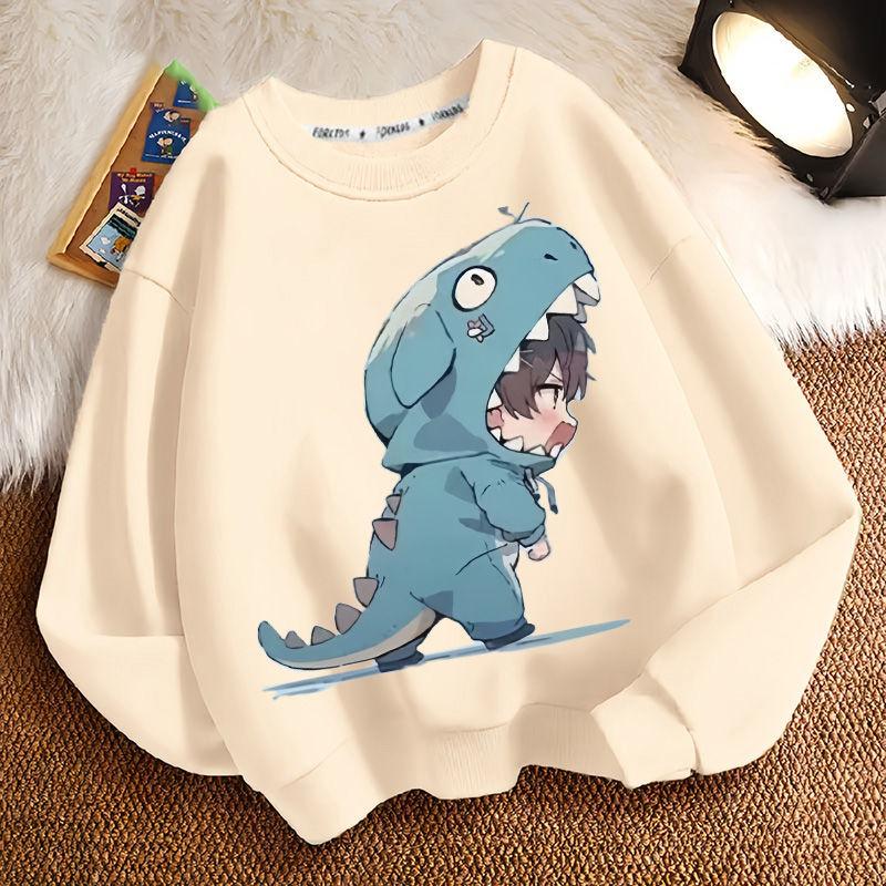 

Милые толстовки с капюшоном с динозавриками для детей, модные толстовки с длинным рукавом для мальчиков и девочек на весну и осень 160