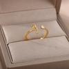 Tiny Initial Letter Rings For Women Stainless Steel A-Z Letters Adjustable Ring Female Christmas Aesthetic Jewelry