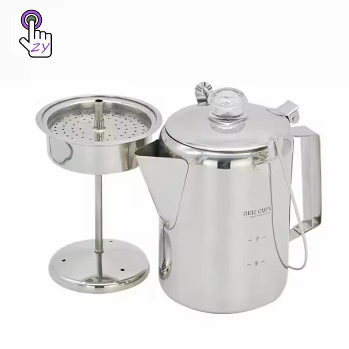 High Quality Easy Wash Portable and Durable 304 Stainless Steel Italian Espresso Moka Pot Stove Coffee Pot серебряный