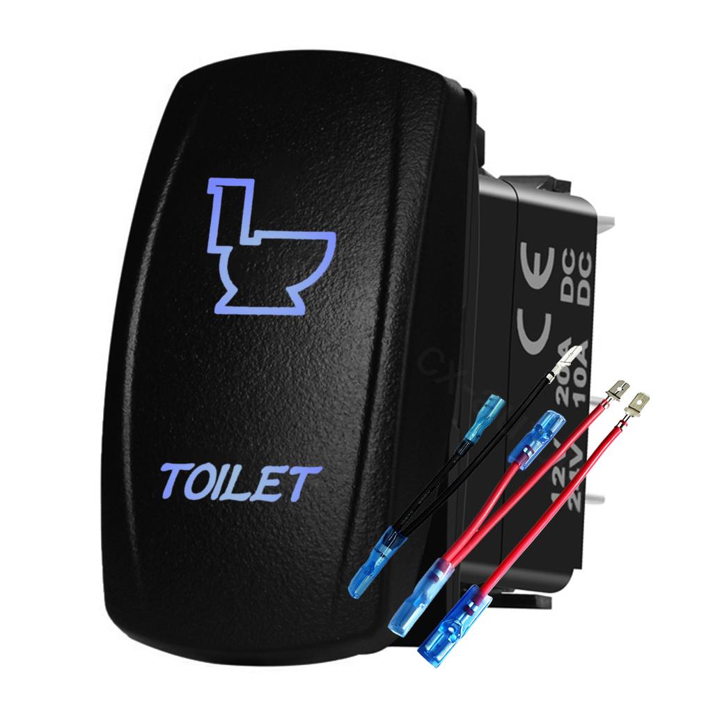 12V 24V Boat Trim Tabs Switch (ON)-OFF-(ON) Momentary Rocker Switch Waterproof Blue Light ON-OFF Toggle Switch With Harness Switches4