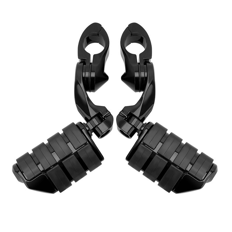 

1.25 Motorcycle Angled Adjustable Highway Footpegs with 1 1/4 Highway Bar Black for Harley Honda Kawasaki Suzuki Yamaha