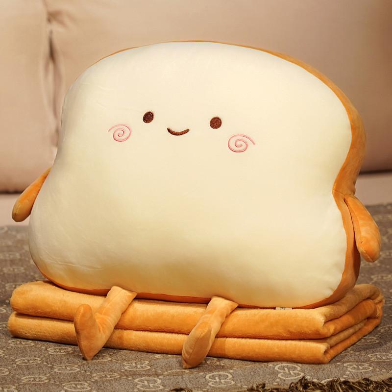 Toast Plush Pillow Blanket Duo For Office Napping And Relaxation