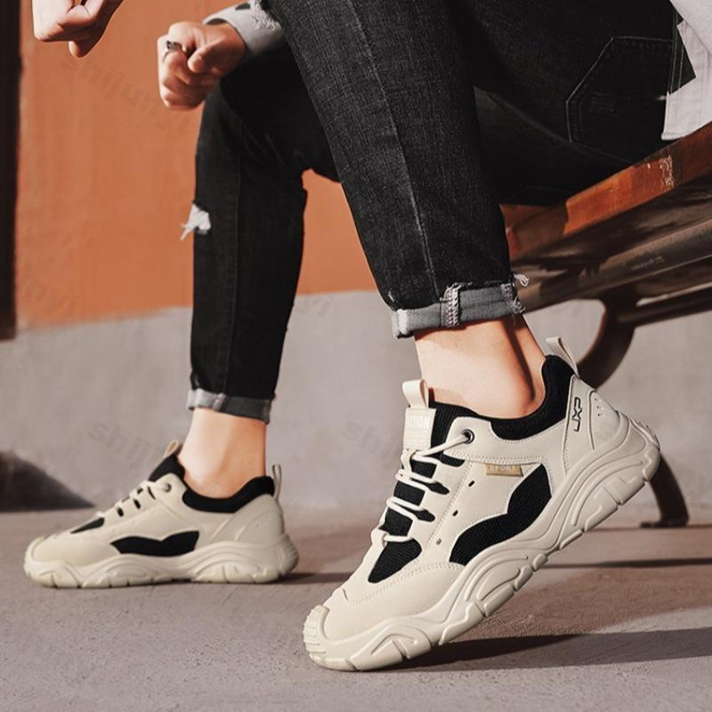 Fashion Men's Casual Sports Shoes 2025 Spring New Mesh Breathable Comfortable Thick Sole Shoes Fashion Versatile Low Top Chunky sneakers
