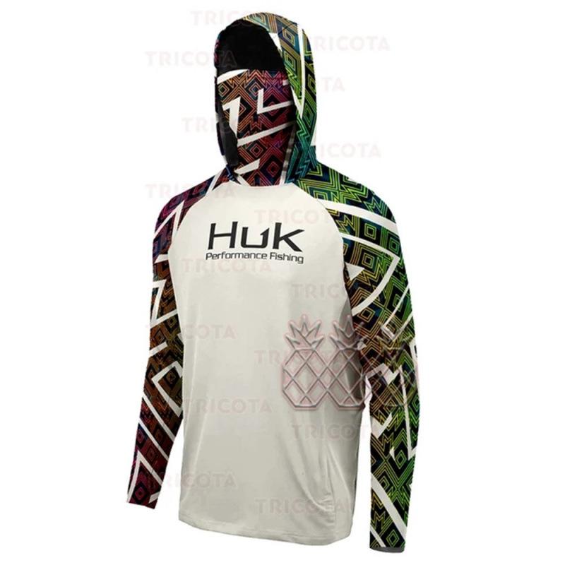 HUK Men's Sun Protection Fishing Hoodie with Mask - Long Sleeve for Summer Lure Fishing