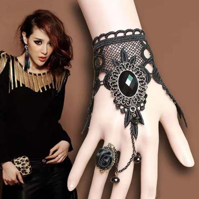 Steampunk Black Lace Choker Clavicle Chain Punk Retro Necklace Gothic Necklace  Halloween Party