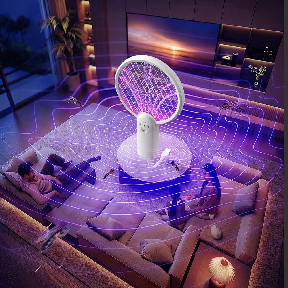 Portable Electric Mosquito Racket Mini Plug-in Mosquito Killer Fly Swatter Bug Zapper Household