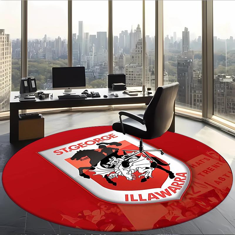 St George Illawarra Dragons (14) Runder Büroteppich Dekorativer Bodenteppich für Büro Schlafzimmer Wohnzimmer und Wohnbereich