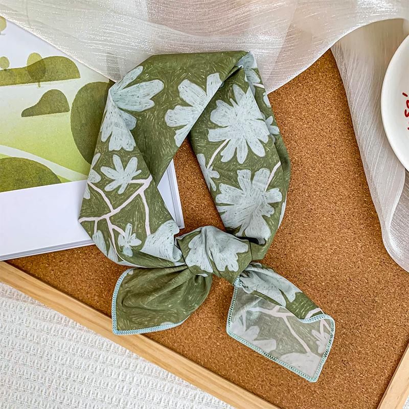 58 cotton and linen square scarf headscarf autumn versatile small floral women's thin small fresh decorative silk scarf