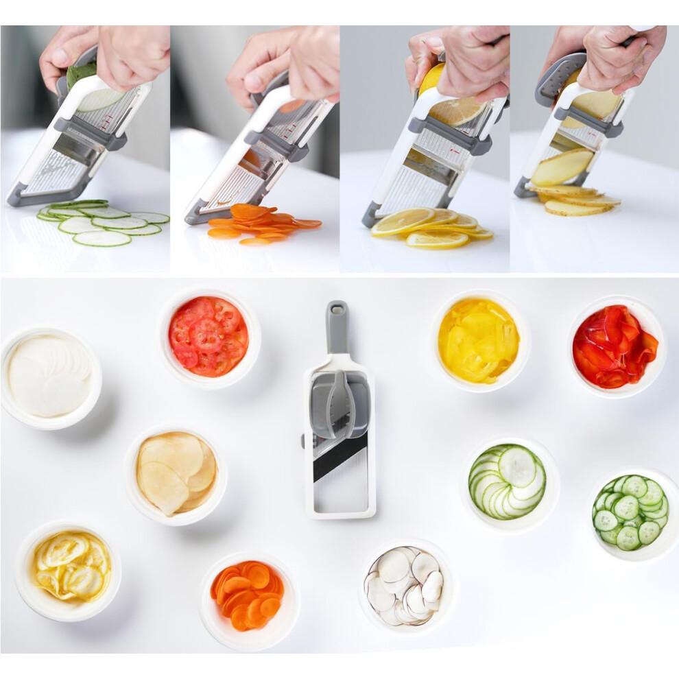 Adjustable Stainless Steel Mandoline Slicer and Vegetable Chopper with Safety Grip for Fruits and Vegetables