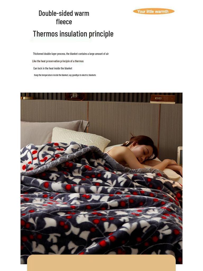 G5Z Winter Thickened Flannel Blanket – Coral Warm Single Dorm Bed Sheet Blanket