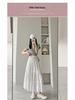 Korean Style Puffy White A-Line Skirt for Women - High Waist, Mid-Length, Spring/Summer 2025