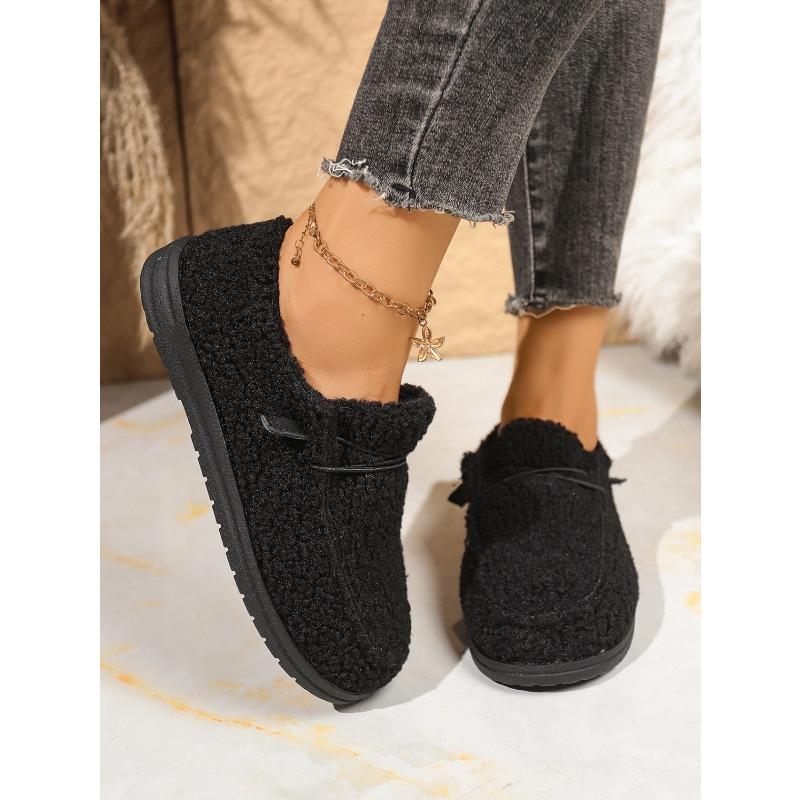 Warm Cotton Shoes 2025 Winter New Elastic Band Plus-size Flat Slip-over Women's Shoes