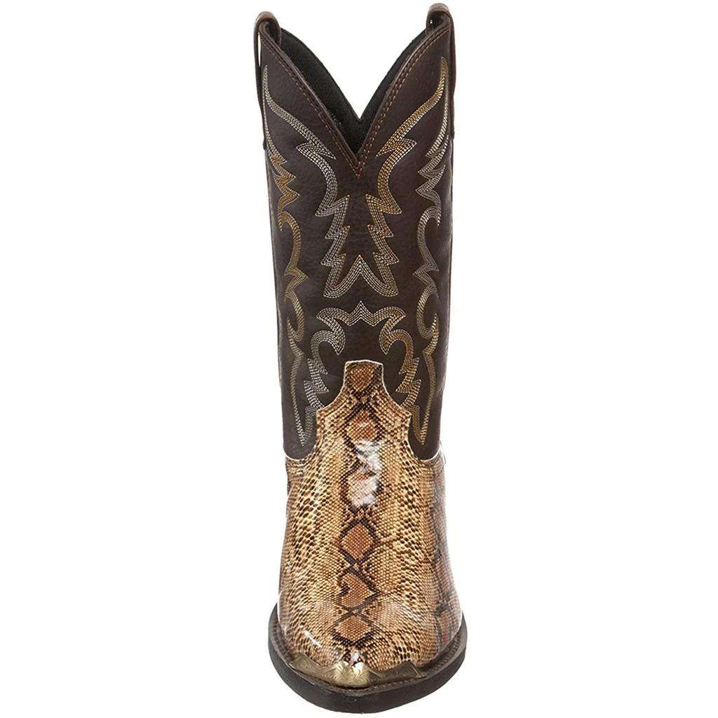 Fashion Men Boots Iron Head Anti-collision Men's Western Cowboy Boot Embroidered Pattern Couple High Heeled Leather Boots Big Size38-48