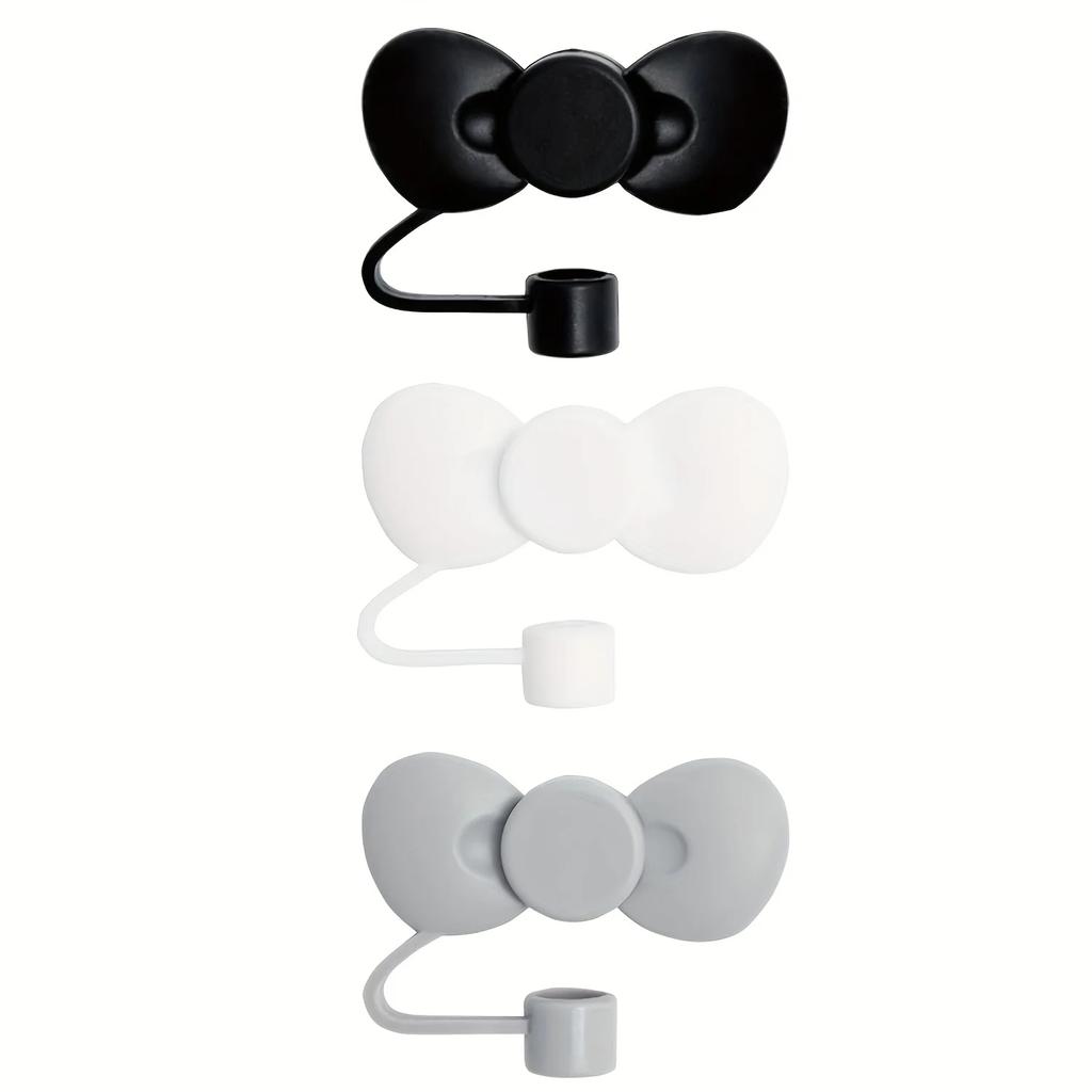 Lovely Bow Straw Covers Cap Toppers Compatible with Cups 30&40 oz Tumbler Cups,Reusable Cute Silicone Straw Tips Lids Protect