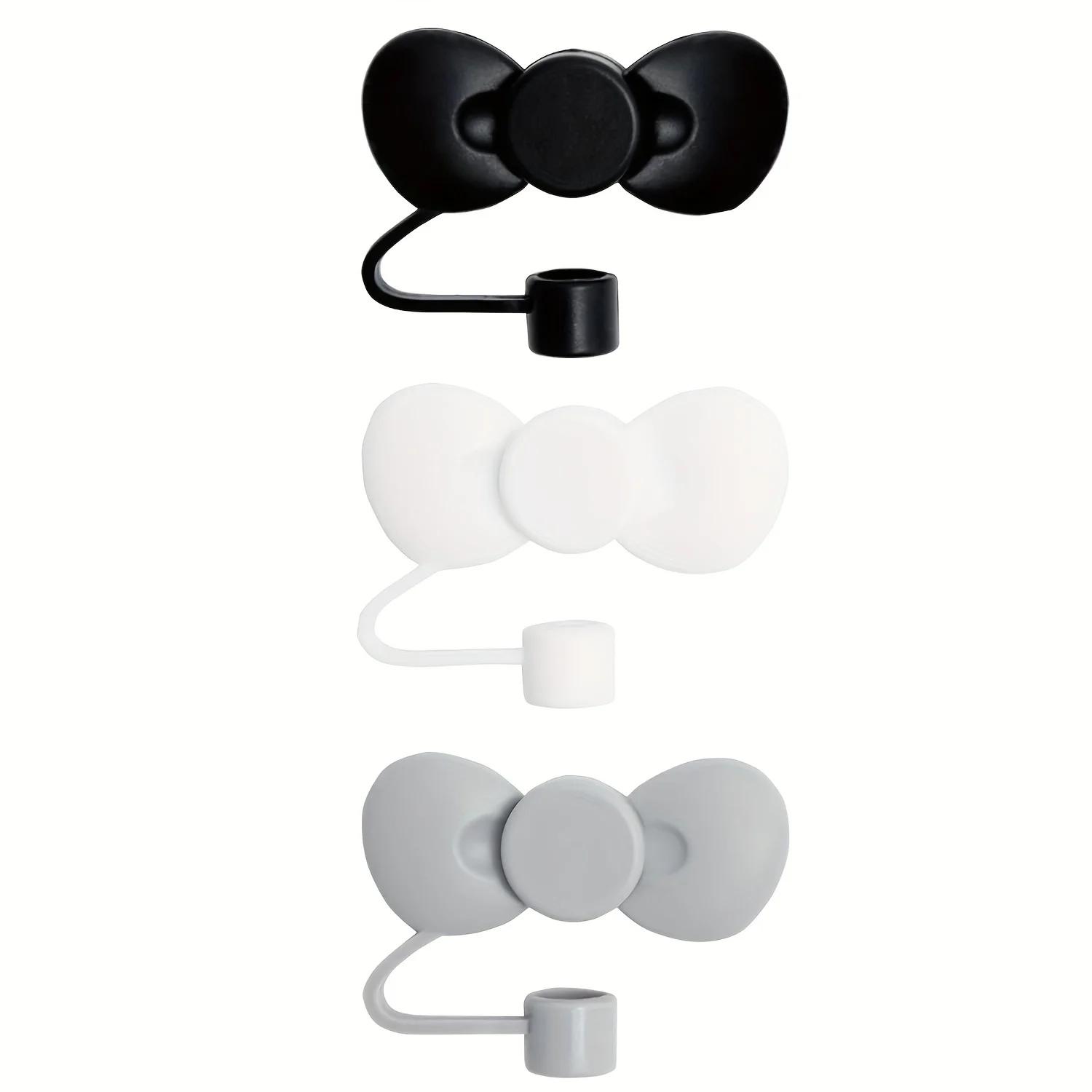 

Lovely Bow Straw Covers Cap Toppers Compatible with Cups 30&40 oz Tumbler Cups,Reusable Cute Silicone Straw Tips Lids Protect