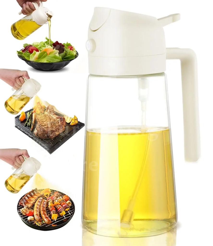 2-in-1 Oil Dispenser Bottle Sprayer Oil Kitchen Olive Oil Sprayer for Cooking Mister for Air Fryer, BBQ, Salad Frying with Brush