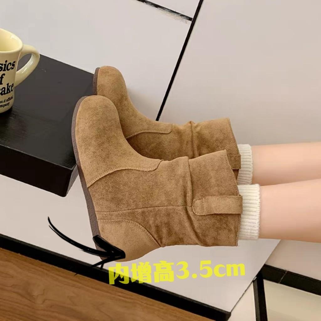 Sheepskin Version~ British Style Wrinkle Feeling Square Head Inner Height Increase Wide Tube Mid-tube Boots Women's 2025 New Knight Boots