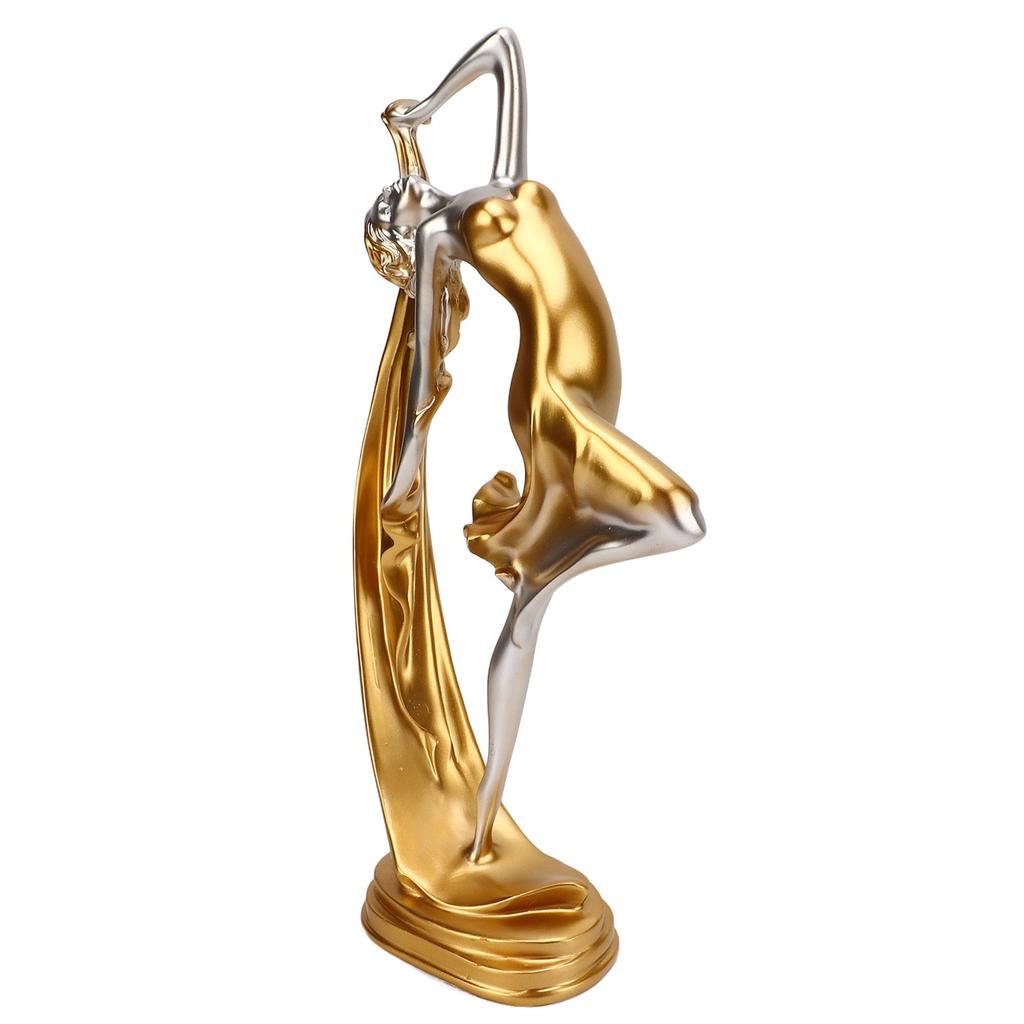 Dancing Girl Statue Gold Elegant Ballet Girl Craft Ornaments for Living Room Bedroom Wine Cabinet