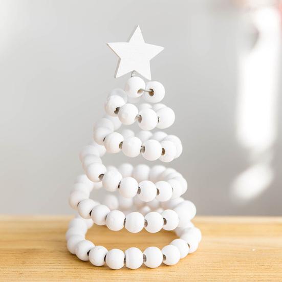 Christmas Tree Desktop Ornament Nordic Style Artificial Swivel Beads Top Star Small Artificial Tree Festive Holiday Decoration